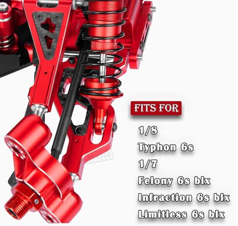 RCMYou Aluminum Suspension A Arms Upgrades Part for 1/8 Typhon 6S,1/7 Felony Infraction Limitless 6S BLX,Front Upper & Front Lower & Rear Lower Suspension A Arms Hops up w/Pivot Balls,Red in Saudi Arabia