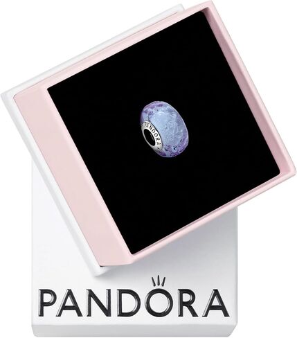 Pandora Wavy Lavender Murano Glass Charm - Compatible Moments Jewelry - Stunning Jewelry for Women - Great Gift for Her - Sterling Silver with Murano Glass - With Gift Box in Saudi Arabia