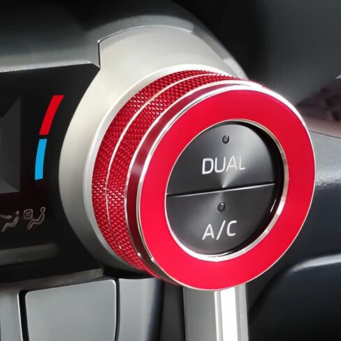 أغطية مقبض التحكم في المناخ للسيارة من Auprite لسيارة Toyota RAV4 2019-2024، غطاء مقبض مفتاح التحكم المركزي التلقائي لملحقات RAV4 الداخلية (سبائك الألومنيوم، قطعتان/أحمر) in Kuwait