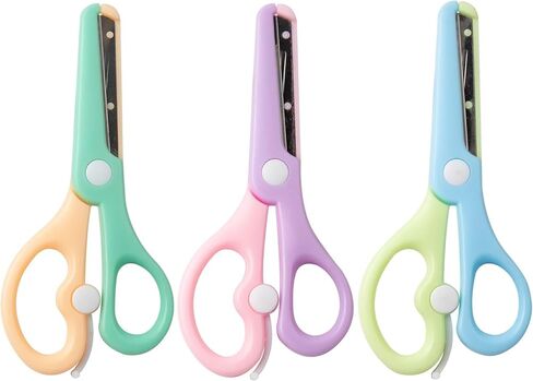 مقص أمان للأطفال مكون من 3 قطع، مقص تدريب حرفي، مقبض مريح مثالي لقطع الورق، (وردي + برتقالي + أزرق) in Kuwait