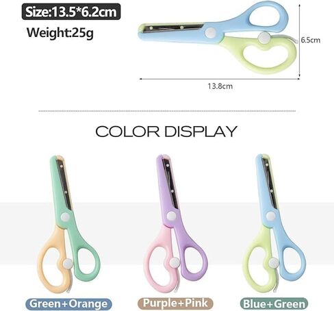 مقص أمان للأطفال مكون من 3 قطع، مقص تدريب حرفي، مقبض مريح مثالي لقطع الورق، (وردي + برتقالي + أزرق) in Kuwait