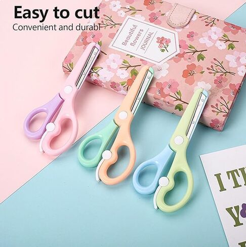 مقص أمان للأطفال مكون من 3 قطع، مقص تدريب حرفي، مقبض مريح مثالي لقطع الورق، (وردي + برتقالي + أزرق) in Kuwait