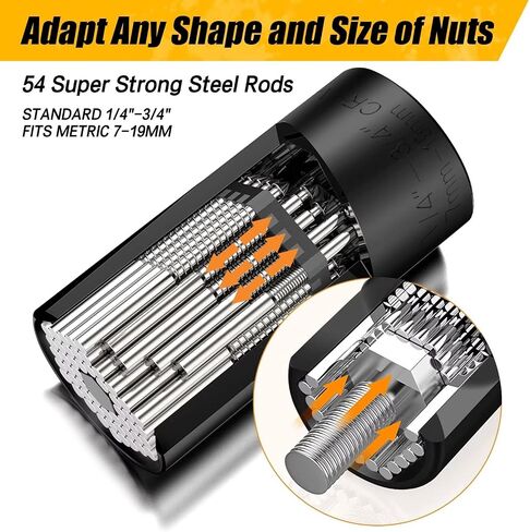 Gifts for Men, Universal Super Socket, Cool Gadgets Tools Birthday Gifts for Boyfriend Dad Husband Him Handyman, Socket Set with Multifunction Adapter to Unscrew Any Bolt(7-19mm)-Silver in Saudi Arabia