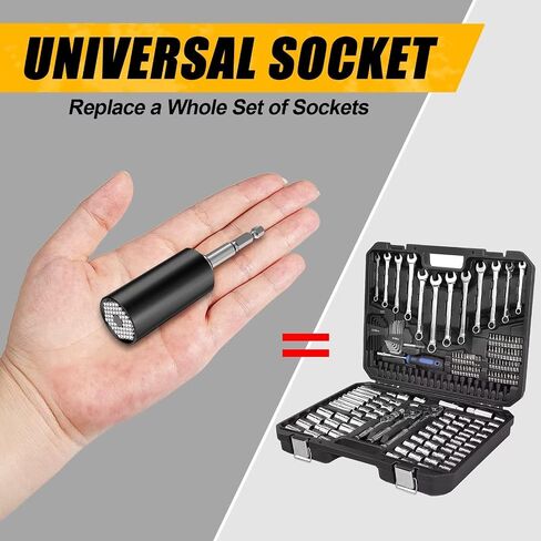 Gifts for Men, Universal Super Socket, Cool Gadgets Tools Birthday Gifts for Boyfriend Dad Husband Him Handyman, Socket Set with Multifunction Adapter to Unscrew Any Bolt(7-19mm)-Silver in Saudi Arabia