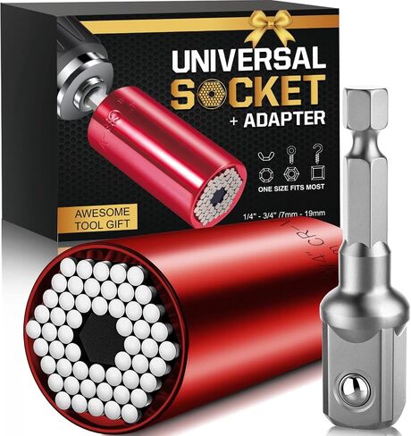 Gifts for Men, Universal Super Socket, Cool Gadgets Tools Birthday Gifts for Boyfriend Dad Husband Him Handyman, Socket Set with Multifunction Adapter to Unscrew Any Bolt(7-19mm)-Silver in Saudi Arabia
