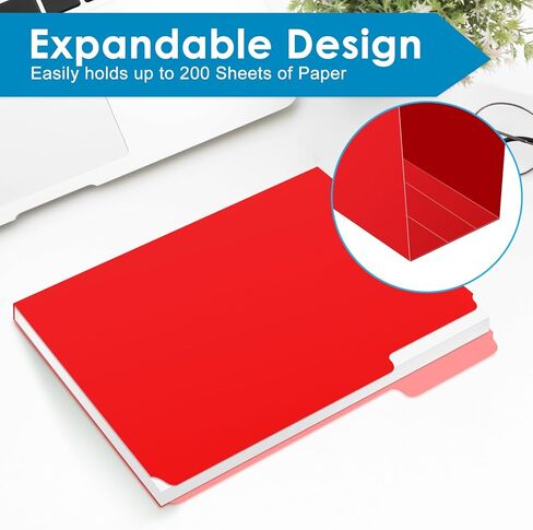 مجلدات ملفات Gloween، 15 حزمة من مجلدات الملفات ذات اللونين بحجم الحروف، مجلدات ألوان متنوعة لتنظيم المستندات - علامات تبويب 1/3 قطع، 5 ألوان in Kuwait