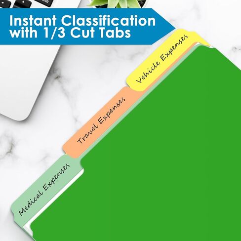 مجلدات ملفات Gloween، 15 حزمة من مجلدات الملفات ذات اللونين بحجم الحروف، مجلدات ألوان متنوعة لتنظيم المستندات - علامات تبويب 1/3 قطع، 5 ألوان in Kuwait