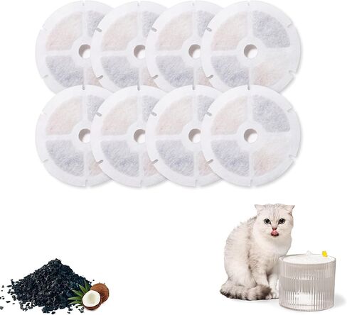 Tronssien Cat Water Fountain Replacement Filter, Pet Fountain Filter 3 Triple Filtration System Replacement Filter, 8 Carbon Filters Pack in Kuwait