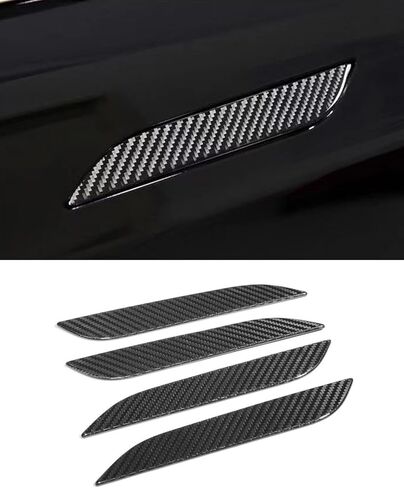 Real Carbon Fiber Door Handle Cover for Tesla Model 3&Y, 4PCS Outside Door Handle Cover Trims Decoration Accessories for Tesla Model 3/Y-2017-2024 (Glossy Carbon Fiber) in Saudi Arabia