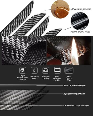 Real Carbon Fiber Door Handle Cover for Tesla Model 3&Y, 4PCS Outside Door Handle Cover Trims Decoration Accessories for Tesla Model 3/Y-2017-2024 (Glossy Carbon Fiber) in Saudi Arabia