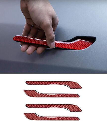 Real Carbon Fiber Door Handle Cover for Tesla Model 3&Y, 4PCS Outside Door Handle Cover Trims Decoration Accessories for Tesla Model 3/Y-2017-2024 (Glossy Carbon Fiber) in Saudi Arabia