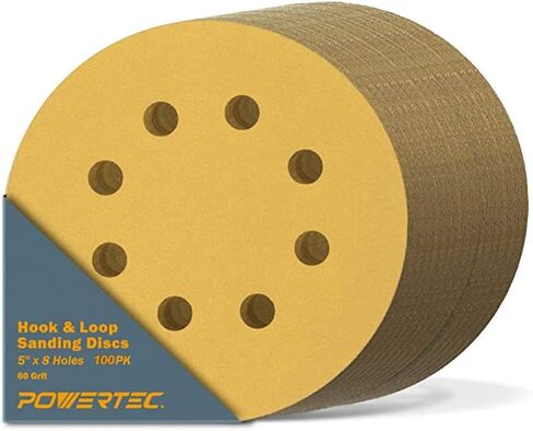 POWERTEC 44000XG-50، 50 PK، أقراص سنفرة بخطاف وحلقة مقاس 5 بوصة و8 فتحات، 80/100/120/150/220، ورق صنفرة متنوع لآلات الصنفرة المدارية العشوائية، ماكينة صنفرة الهواء، ماكينة صنفرة هوائية، متجر هياكل السيارات in Saudi Arabia