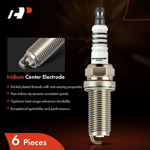 A-Premium Iridium Platinum Spark Plugs (Pack of 6) Compatible with Toyota Camry, RAV4, Tacoma, Highlander, Tundra, Sienna, 4Runner, Avalon, Venza & Subaru Outback & Lexus RX350 & more in Kuwait