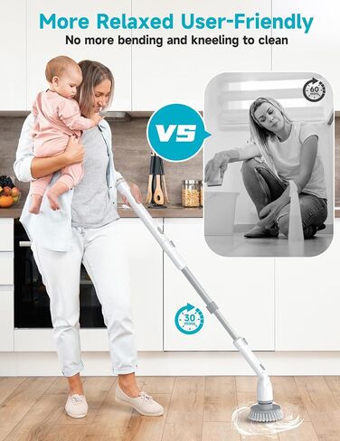 Welzona Electric Spin Scrubber,2024 New Cordless Cleaning Brush,4 Replaceable Brush Heads, Adjustable Extension Handle Electric Cleaning Brush Power Cleaning Brush for Bathroom Floor Tile,Storage Bag in Saudi Arabia