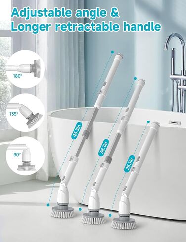 Welzona Electric Spin Scrubber,2024 New Cordless Cleaning Brush,4 Replaceable Brush Heads, Adjustable Extension Handle Electric Cleaning Brush Power Cleaning Brush for Bathroom Floor Tile,Storage Bag in Saudi Arabia