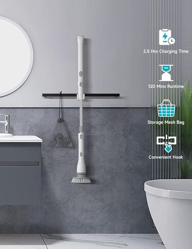 Welzona Electric Spin Scrubber,2024 New Cordless Cleaning Brush,4 Replaceable Brush Heads, Adjustable Extension Handle Electric Cleaning Brush Power Cleaning Brush for Bathroom Floor Tile,Storage Bag in Saudi Arabia