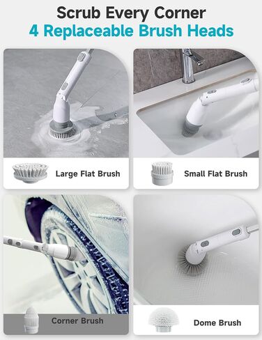 Welzona Electric Spin Scrubber,2024 New Cordless Cleaning Brush,4 Replaceable Brush Heads, Adjustable Extension Handle Electric Cleaning Brush Power Cleaning Brush for Bathroom Floor Tile,Storage Bag in Saudi Arabia