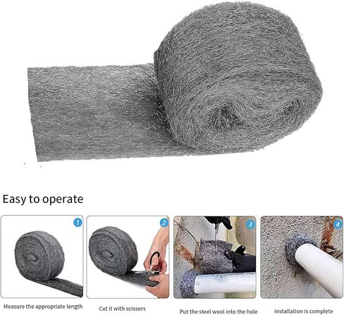 Steel Wool Mice Control Pads Steel Wool Rodent Barrier Kit Steel Wool for Rodent Control Gap Blocker Fill Fabric for Holes Holes/Siding/Pipeline/Vents 4 Pack in Kuwait