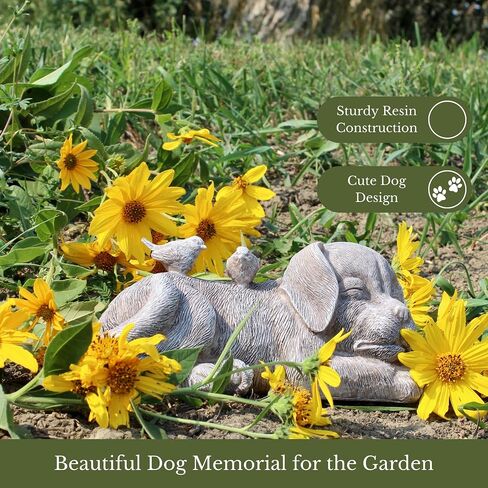 Gift Essentials Pet Memorial Statue, Dog with Birds Pet Grave Marker or Garden Memorial Stone in Saudi Arabia