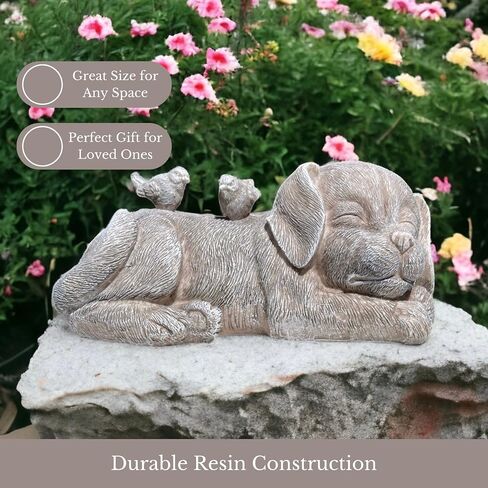 Gift Essentials Pet Memorial Statue, Dog with Birds Pet Grave Marker or Garden Memorial Stone in Saudi Arabia