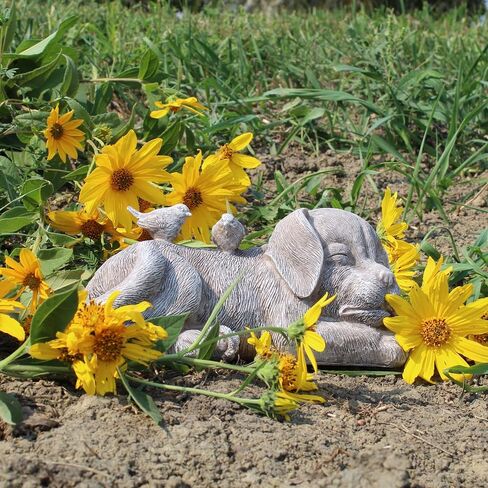 Gift Essentials Pet Memorial Statue, Dog with Birds Pet Grave Marker or Garden Memorial Stone in Saudi Arabia