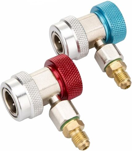 محول A/C R134A قابل للتعديل، تكييف هواء تلقائي R134A تركيبات قارنة توصيل سريعة طقم تحويل الفريون موصل سريع عالي منخفض لتكييف الهواء خرطوم قياس مشعب فريون، 1/4 بوصة SAE HVAC (تحديث) in Kuwait