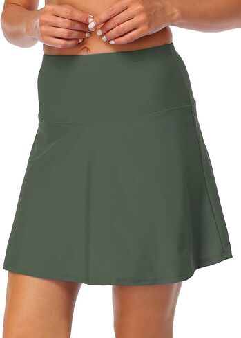 Hilor Women's High Waisted Swim Bottom Athletic Swimsuits Retro Bathing Suit Bottom Tankini Skirt with Panty in Saudi Arabia