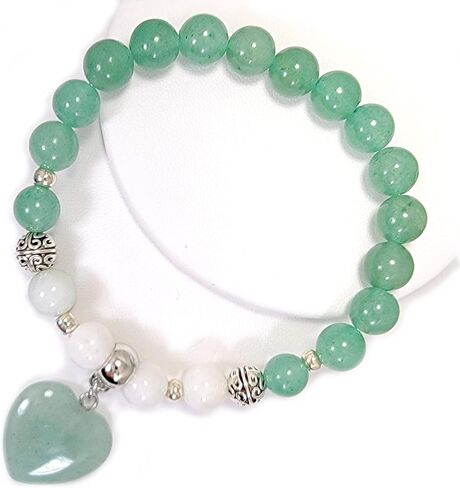 سحر القلب الأخضر سوار الأحجار شبه الكريمة الأخضر افينتورين والدانتيل الأبيض اليشم القلب شقرا موازن جوهرة الميلاد المرأة سوار اليوغا شقرا سوار (الأخضر اليشم أفنت) in Saudi Arabia