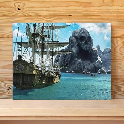 ZEBTBLA Digital Acrylic Painting Set Search Skull Island Pirate or Merchant Sailing Ship Anchored Near Paint by Numbers on Canvas Without Frame Adult Beginner Children Art Craft Wall Decor 16x20 in Saudi Arabia