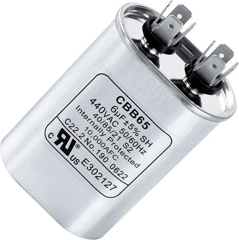 6uF mfd ± 5% 370-440VAC مكثف تشغيل بيضاوي 50/60 هرتز جزء بديل كهربائي للتيار المتردد من بلو ستارز - مناسب تمامًا لتشغيل محرك التيار المتردد أو تشغيل المروحة ومكيف الهواء البارد أو الحراري in Saudi Arabia