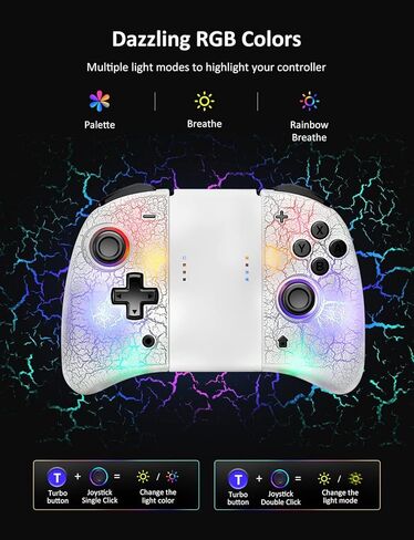 وحدة تحكم NexiGo Joypad (بدون Deadzone) متوافقة مع Switch/Switch OLED، وحدات تحكم Joypad مع الاهتزاز، Turbo، رسم الخرائط وإضاءة LED، بديل لمفتاح Joypad (الغلاف الجوي) in Kuwait