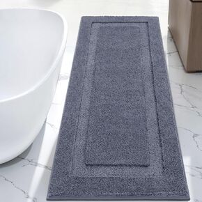 SHACOS Super Soft Bathroom Runner Rug 24"x60" Long Wide Bathroom Mat Non Slip Washable Bath Rug Runner Microfiber Absorbent Bath Mat Shower Rug for Bathroom Tub Sink (24"x60", White) in Kuwait