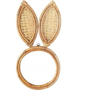 Madhu International Rattan Mirror - Decorative Wall Hanging Boho Mirror for Farmhouse, Living Room, Bedroom- Apple Shaped Wall Decor Mirror - Modern Bohemian Mirrors for Wall - 16 Inches in Kuwait