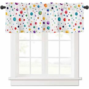 Colorful Polka Dot Valances Window Treatment Farmhouse Decor, Watercolor Color Point Rod Pocket Valance Curtains for Living Room, Bedroom, Kitchen, 42" W x 12" L - 1 Panel in Kuwait