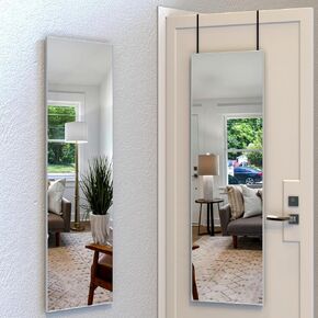 ANYHI Over The Door Mirror, 47" x 12" Wall Mirror Full Length, White Mirror Full Length, Door Hanging Mirror, Full Body Mirror for Door, Wall Mounted Mirror for Bedroom Bathroom in Kuwait