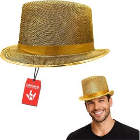 Adult Shiny Yellow Gold Glitter Mesh Top - Jazz Dance Hats Mardi Gras - Cosplay Halloween Party Costume Accessory, Yellow, One Size in Kuwait