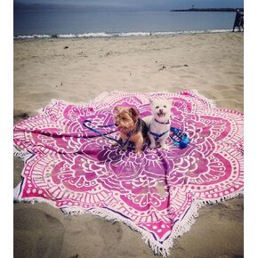 Popular Handicrafts Round Tapestry Wall Hanging Hippie Mandala Bohemian Hippy Intricate Indian Tapestries Bedspread 70 Inches,(183cm) Pink Purple in Kuwait
