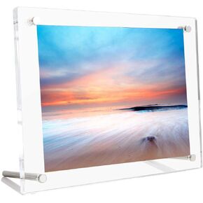 B&NN 8x10 Acrylic Picture Frame Floating Look，3MM + 3MM Thickness Clear Photo Frame ，Desktop Frameless Display ，Self Standing (8 x 10) in Kuwait