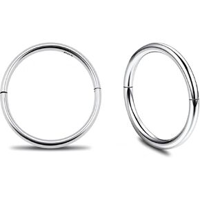 925 Sterling Silver Seamless Sleeper Hoop Earrings Small Thin Handcrafted 8mm 10mm 12mm 14mm For Women Men in Kuwait