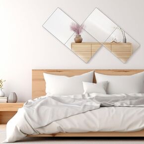 Wall Mirrors, 12''x 10'' Glass Wall Mirror Tiles (16 PCS), Large Full Body Mirror for Home Gym, Bedroom, Door, Bathroom, Frameless Mirror Tiles (Glass - 12'' x 10'' - 16PCS) in Kuwait