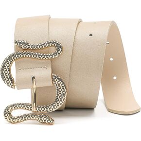 MORELESS Designer Belts for Jeans Women Leather Belt with Snake Buckle in Kuwait