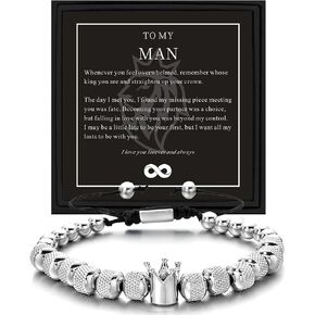 To My Man Straighten Your Crown Bracelet Infinity Bracelets Husband Gifts Ideas Boyfriend Anniversary Birthday Christmas Valentine Gift From Wife Girlfriend with I Love You Forever And Always in Kuwait