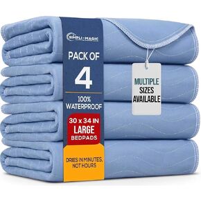 Simpli-Magic Washable Underpads, 30"x34" (Pack of 4) - Heavy Absorbency Reusable Bedwetting Incontinence Pads for Kids,Adults,Elderly,andPets - Waterproof Protective Pad for Bed,Couch,Sofa,Floor in Kuwait