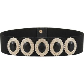 Women's Elastic Vintage Rhinestone Belt Stretchy Retro Wide Waist Cinch Belt for Dresses，Width 5cm in Kuwait