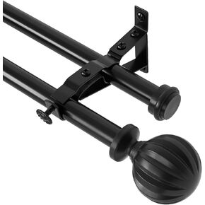 Double Curtain Rods, Window Treatment Telescoping Double Curtain Rod Set with Hardware, 3/4-Inch Diameter, Metal Curtain rods Adjusts from 66 to 120 Inches, Brown in Kuwait
