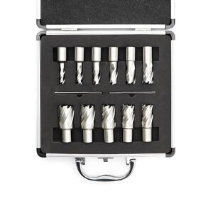 HSS Annular Cutter Set 13Pcs 7/16" to 1-1/16" Cutting Diameter, 6Pcs 7/8"- 2" Cutting Diameter, with 3/4 Inch Welded Shank, Mag Drill Bits Kit CNC Machined Cutters (2" Cutting Depth,6Pcs) in Kuwait