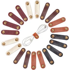 GORGECRAFT 20Pcs 2Colors Leather Cable Straps Cable Ties Black Brown Cable Organizers Cord Management for USB Cable Headphone Wires in Kuwait