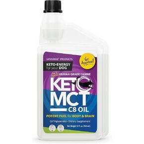 Lifesense C8 Keto MCT Oil for Dogs Sourced from Coconut Oil, Human Grade,Keto Friendly, 32 oz, Developed in USA by PhD Nutrition in Kuwait