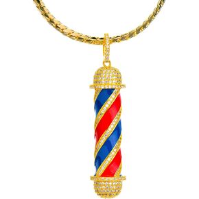 metaltree98 Men's New Micro Mini Pave Brass Barber Shop Pendant with 24" Miami Cuban Chain BCH 15108G in Kuwait