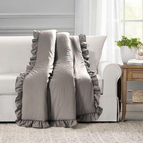Lush Decor Reyna Soft Knitted Ruffle Baby/Toddler Blanket, 40" x 30", White in Kuwait